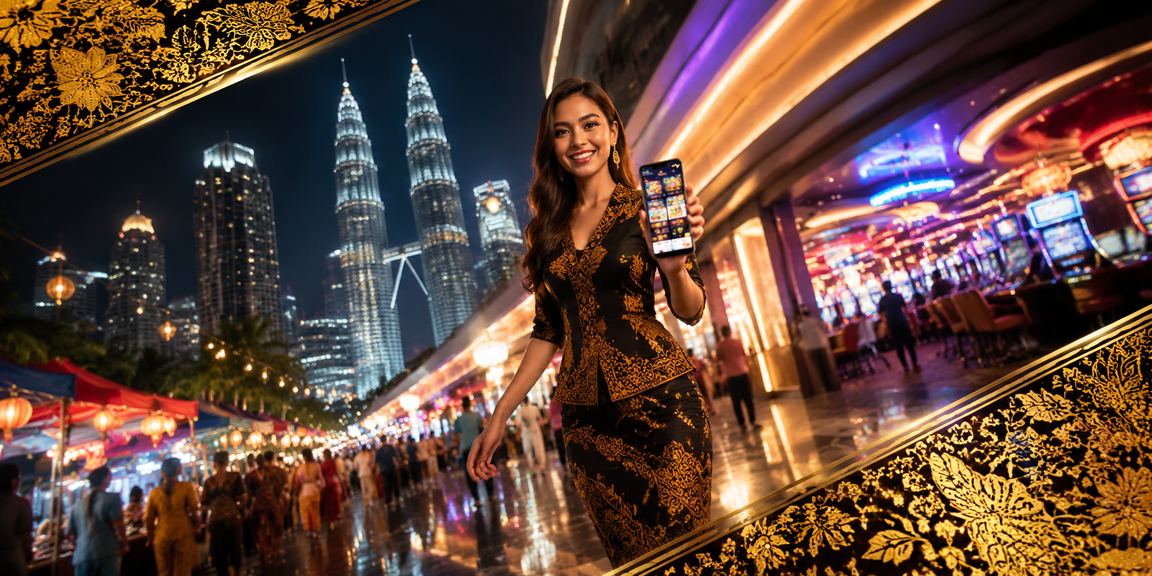 Pemain Kuala Lumpur menggunakan aplikasi kasino n95 berlatarbelakang motif batik